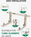 Beefed Up Heavy Duty Wall Mount Bracket For 7000 To 12000 BTU Mini Split AC Units Up To 400 Lbs with installation diagram
