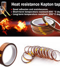 H-E MultySize 3D Sublimation Kapton Tape Pro Grade Heat Resistant Tape For Heat Press Transfer Printing High Temperature Up To 280C Polyimide Film Adhesive Tape 6mm X 100ft rolls displayed