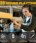 Person using a drill press wearing Bluetooth 6.0 Hearing Protection Earmuffs With Built In Microphone All Day Comfort 120 Hour Runtime 30dB Noise Reduction