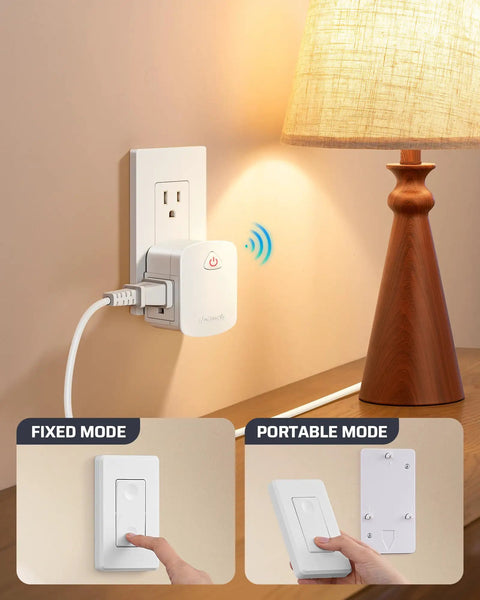 Wireless Wall Switch Remote Outlet For Lamps And Fans, 15A 1875W, No Wiring Needed, 100 Ft RF Range, Easy Install Plug And Play