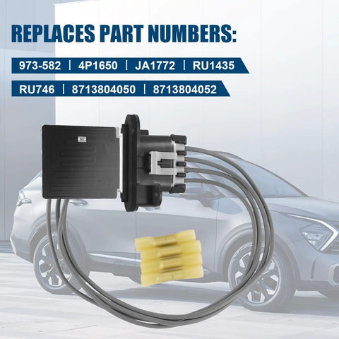 Toyota Tacoma HVAC Blower Motor Resistor With Wiring Harness Replacement For 2005 To 2020 Manual AC Controls Regulates Fan Speeds And Improves Airflow Fits 4P1650 JA1772 RU1435 RU746 8713804050 8713804052