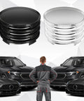 Premium 4 Pack Wheel Center Caps For Cars Trucks And Suv Snap In Rim Hub Covers in black and silver, 2.36 inch size.