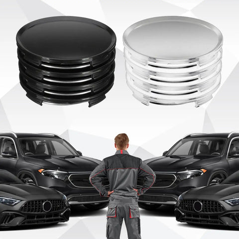 Premium 4 Pack Wheel Center Caps For Cars Trucks And Suv Snap In Rim Hub Covers in black and silver, 2.36 inch size.