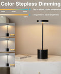 Cordless Table Lamp Set of 2 with 4000mAh Rechargeable Battery Wireless LED Lamps with 3 Color Stepless Dimming on bedside table
