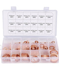 Copper Crush Washer Kit With 350 Pieces 18 Sizes Your Go To Auto And Marine Copper Gasket Set For Oil Drain Plugs Replacement Washers For Repairs And Maintenance Assortment, clear case
