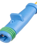 Brake wear sensor connector, blue plastic body with green O-ring seal, Holstein 2BWS0007 (front or rear)
