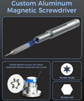 Custom Aluminum Magnetic Screwdriver for eyeglass repair, featuring a precision tip and screw head detail.