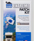 Clear Patch Roof Repair Tape With All Weather Butyl Adhesive For RVs Mobile Homes And Metal Roofs 4 Inch By 20 Foot Transparent Leak Seal No Primer Needed Virtually Invisible Repairs product packaging showing patch kit and RV