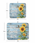 MustHave Kitchen Dish Drying Mat 18x24 For Countertop with watercolor sunflower bee pattern on gradient blue wood grain