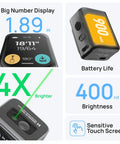 MCube Green Beam Laser Measuring Tool With 164 ft Range And High Visibility Real Green Beam For Indoor And Outdoor Jobs One Sixteenth Inch Accuracy LCD Display Bluetooth App Rechargeable Battery Compact Easy To Use showing 400 nit brightness