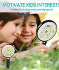 Rechargeable Handheld LED Magnifier with 37 Ultra Bright LEDs, 10X 20X 45X Magnification, kids using magnifier outdoors