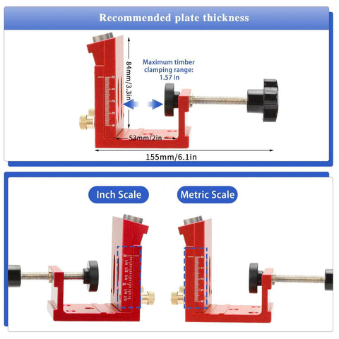 Pro Grade Pocket Hole Jig Kit With Metal Construction And Adjustable Drill Guides for precise 15 Degree Holes size view