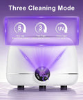 Dual Ultrasonic And UV Retainer Cleaner with 3 modes displayed, showing 45kHz Deep Cleaning feature