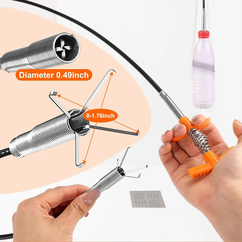 63 Inch Drain Snake Hair Clog Remover Tool With Flexible Grabber Claw Reach For Kitchen Sink Toilet Shower Tub Drains Unclog Hairy Clogs Fast No Fuss Durable Spring Steel Reacher Cleaner For Sewer And Drain