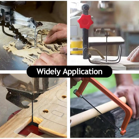 Badass Precision 3 Inch Pin End Scroll Saw Blades 45 Pack shown in use for detailed wood cutting and crafting tasks.
