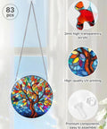 Jigsaw Puzzle Sun Catcher Kit With 83 Pieces DIY Unique Dawn Blossom Sea Design For Home Garden Doors Or Window Decor Easy Irregular Puzzle Pieces For Stress Relief Building Includes Stainless Steel Chain And Hardware 7.4 To 8.2 Inches