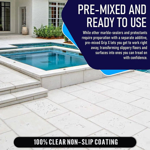 Invisible Non-Slip Coating and Sealant for Indoor Outdoor Tile Concrete Natural Stone Clear Anti-Slip Treatment on pool deck.