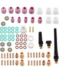 Pro Grade TIG Welding Torch Accessories Kit With Stubby Gas Lens, Alumina Nozzles (12), Glass Cups, 87-Piece Maintenance Set display