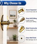 Heavy Duty Self Drilling Drywall Anchors And Screws Kit 200 Pieces No Drill Needed With 66 Lbs Max Support For Quick Rock Solid Wall Mounts In Home Or Office showing gold metal anchor and wall use
