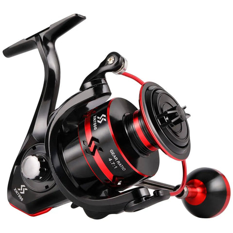 Red 7000 Spinning Fishing Reel With Ultra Smooth Action 12 Ball Bearings Instant Anti Reverse Beefy Power For All Day Casting