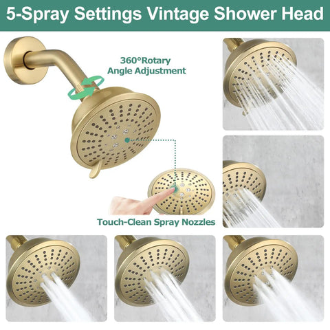 Dope Matte Black Shower System With Tub Spout And Valve Included, 5 Setting Shower Head, Diverter, Multi Function Tub Combo