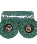 Set of 10 Nylon Fiber Flap Wheel Discs 100mm Diameter for Angle Grinder Polishing Buffing displayed in stack