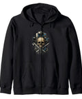 Cool Machinist Vise Gauge Square Tool Gift Set For CNC Pros, Classic Fit 8.5oz Black Zip Hoodie with skull design.