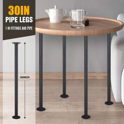 Industrial Pipe Table Legs Four Pack For Custom Rustic Tables And Furniture Heavy Duty Farmhouse Iron Desk Legs 30 Inches With Flanges And Shelf Support Diy Ready
