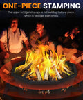Group enjoying 35 Inch Octagonal Outdoor Fire Pit Smokeless Wood Burning Fire Pit For Backyard Patio Camping Garden And Porch Black High Heat Convection Chamber.