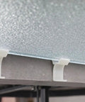 10 Pack Nylon Table Rim Clips For Patio Glass And Acrylic Tops, 1.575 In By.760 In, White Color shown securing glass top