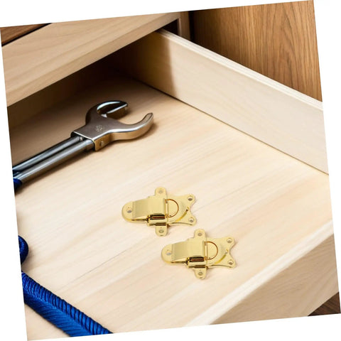 Heavy Duty Vintage Metal Toggle Latch 2 Pcs Zinc Alloy Antique Style Hasps for Steamer Trunks Toolboxes laid on wooden drawer with wrench.