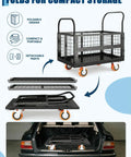 Beast Of A 6 In 1 Platform Truck With Cage Foldable Hand Truck And Dolly Flatbed Cart black storage solution