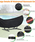 Waterproof Hammock Cover For 11 To 12 Ft Hammock Stands With Windproof Straps And Soft Cotton Lining all-weather protection