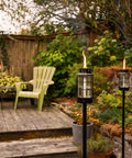 Outdoor Glass Lantern Torch For Patio And Garden With Weatherproof Build 4 Adjustable Height Poles Fiberglass Wick And Snuffer