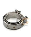 V Band Clamp And Flanges Kit 3 Inch 76mm 304 Stainless Steel for exhaust pipes with quick attach design in silver stainless steel
