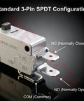 Six Pack Micro Switches 16A 125 And 250V SPDT Snap Action Limit Switches With 1.5N Anti False Trigger Heavy Duty For Up To One Third HP 125VAC Motors And 10A 30VDC Direct Stop And Interlock Applications, 3-pin NC COM NO