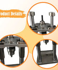 Vertical Drill Guide Attachment For DIY Pros Easy To Install Portable Compact Drill Press Stand with steel components close-up