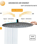 Matte Black 16 Inch Round Stainless Steel Rain Shower Head With High Pressure Flow 304 Stainless Construction And Flexible Silicone