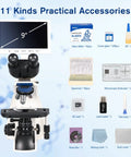 Pro Grade Trinocular Compound Microscope With 9 Inch LCD Display Digital Lab Microscope Kit 400x To 1000x Magnification Biological Microscope With Screen For Students Clinicians And Hobbyists with 11 accessories