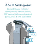 Women's Ear And Nose Hair Trimmer Cordless Battery Powered For Easy Snip And Clean 360 Degree Beveled Blade Delivers No Pull No Snag Compact Portable Groomer For Quick Home Grooming On The Go True Glow Style. 3-bevel blade diagram
