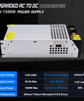 AC to DC 24V 62.5A 1500W Power Supply for DIY Projects and RVs Universal SMPS 110V to 24V Plug and Play Converter Transformer Driver Adapter for LED Strip LCD Monitor Pump, silver metal case