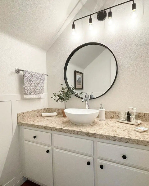 4-Light Matte Black Vanity Light For Bathroom Over Mirror, 30-Inch, E26 Socket, 60 W Max, Bulbs Not Included, Farmhouse Style