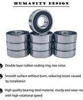 R6-2RS miniature deep groove ball bearing set, 3/8 in bore, double rubber sealed, steel with blue seals, 10 pcs