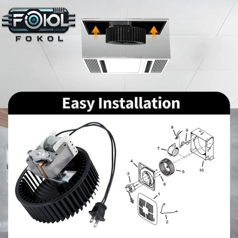 Diagram of Drop In Replacement Motor Assembly For Broan 771 And 771 A Bathroom Exhaust Fans S97017450 3000 RPM 70 CFM Easy Install