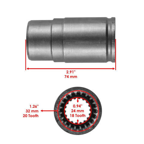 Heavy Duty Front Differential Drive Shaft Kit With Coupling Sleeve And Wear Ring For Can Am, showing dimensions and spindle details.