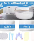 White 5oz Bathtub Repair Kit For Cracks Holes Scratches In Bathtubs Ceramic Tiles Sinks Porcelain Fiberglass And Countertops Restore Look And Save Money With Easy DIY Repairs kit components and packaging