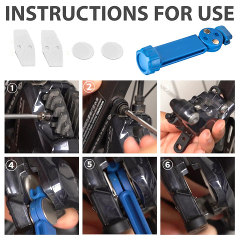 Hydraulic Disc Brake Piston Reset Tool For Mountain And Road Bikes, Carbon Steel Piston Caliper Spreader, step-by-step use instructions.