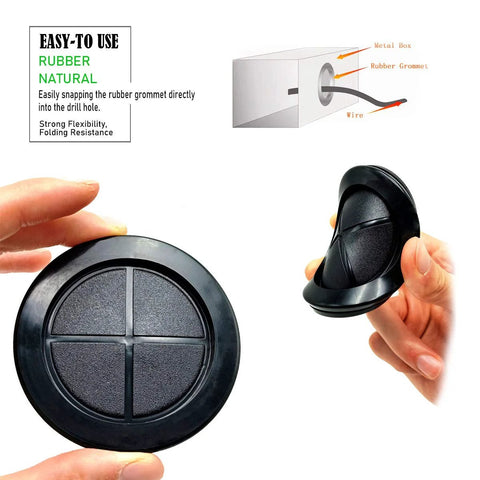 2 Inch Rubber Grommets For Wiring, 42 Mm Inside Diameter Double Sided Round Cable Hole Plugs, flexible rubber material in hand.
