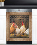 Rooster Magnetic Dishwasher Cover Sticker For Kitchens Fridge Door Panels Farmhouse Hen Decals For Home Appliances Easy To Trim 23 By 26 Inch Country Farmhouse Decor That Feels Cute on a white dishwasher