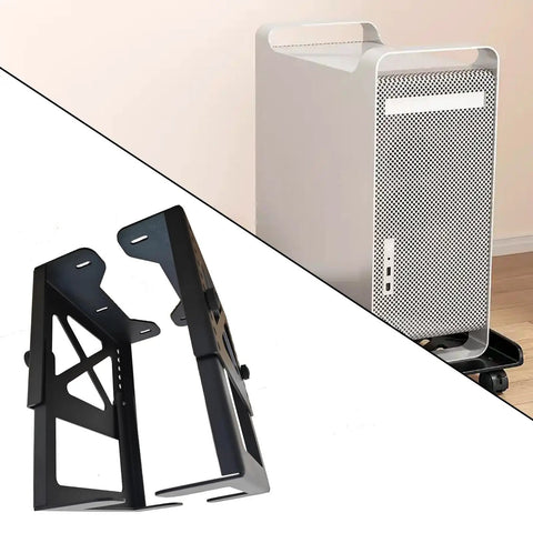 Built Tough Open Frame Network Rack Ideal For Home Labs Gamer Rigs And PC Workstations showing sturdy black metal frame and NAS drive.